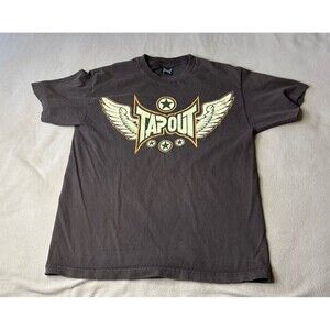 Vintage Y2K Tapout Wings Graphic MMA T Shirt Mens Size L Brown
